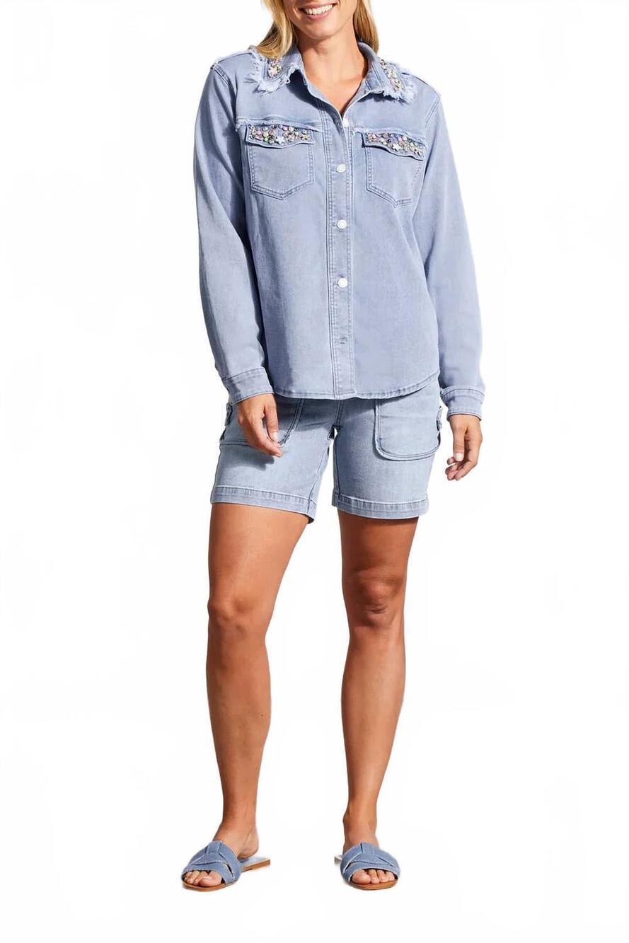 NEW TRIBAL dalory denim shacket in blue mist
